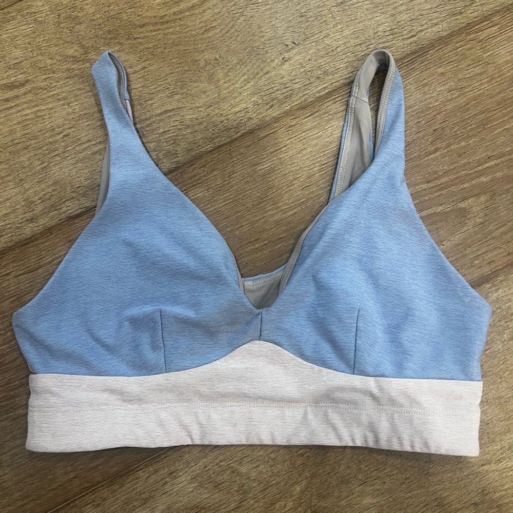 Outdoor Voices Sky Blue and Cream Wireless Bralette